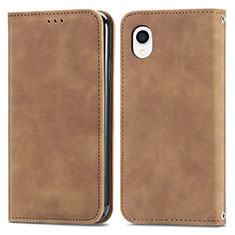Leather Case Stands Flip Cover Holder S04D for Samsung Galaxy A22 5G SC-56B Brown