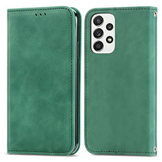 Leather Case Stands Flip Cover Holder S04D for Samsung Galaxy A33 5G Green