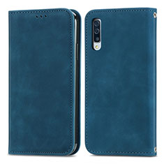 Leather Case Stands Flip Cover Holder S04D for Samsung Galaxy A50S Blue