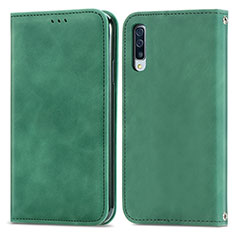 Leather Case Stands Flip Cover Holder S04D for Samsung Galaxy A50S Green
