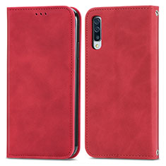 Leather Case Stands Flip Cover Holder S04D for Samsung Galaxy A50S Red