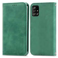 Leather Case Stands Flip Cover Holder S04D for Samsung Galaxy A51 5G Green