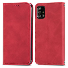 Leather Case Stands Flip Cover Holder S04D for Samsung Galaxy A51 5G Red