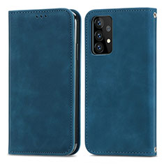 Leather Case Stands Flip Cover Holder S04D for Samsung Galaxy A52 5G Blue