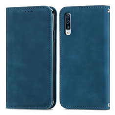 Leather Case Stands Flip Cover Holder S04D for Samsung Galaxy A70 Blue