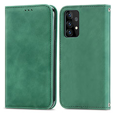 Leather Case Stands Flip Cover Holder S04D for Samsung Galaxy A72 5G Green