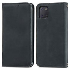Leather Case Stands Flip Cover Holder S04D for Samsung Galaxy A81 Black