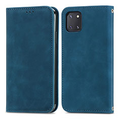 Leather Case Stands Flip Cover Holder S04D for Samsung Galaxy A81 Blue
