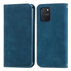 Leather Case Stands Flip Cover Holder S04D for Samsung Galaxy A91 Blue