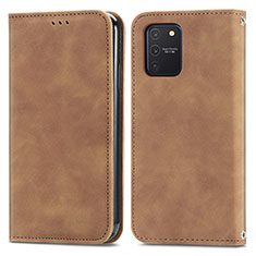 Leather Case Stands Flip Cover Holder S04D for Samsung Galaxy A91 Brown
