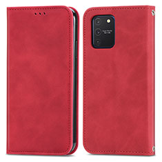 Leather Case Stands Flip Cover Holder S04D for Samsung Galaxy A91 Red