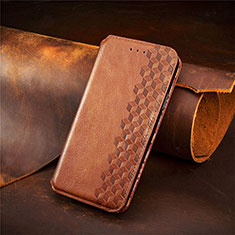 Leather Case Stands Flip Cover Holder S04D for Samsung Galaxy F13 4G Brown