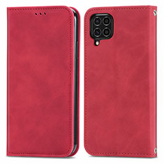 Leather Case Stands Flip Cover Holder S04D for Samsung Galaxy F62 5G Red
