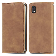 Leather Case Stands Flip Cover Holder S04D for Samsung Galaxy M01 Core Brown