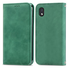 Leather Case Stands Flip Cover Holder S04D for Samsung Galaxy M01 Core Green