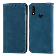 Leather Case Stands Flip Cover Holder S04D for Samsung Galaxy M01s Blue