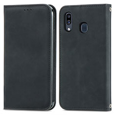 Leather Case Stands Flip Cover Holder S04D for Samsung Galaxy M10S Black