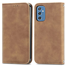 Leather Case Stands Flip Cover Holder S04D for Samsung Galaxy M52 5G Brown