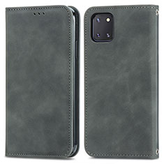 Leather Case Stands Flip Cover Holder S04D for Samsung Galaxy M60s Gray
