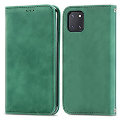 Leather Case Stands Flip Cover Holder S04D for Samsung Galaxy M60s Green