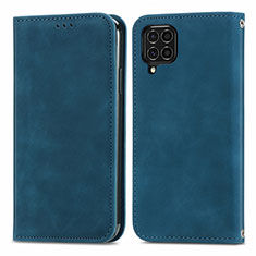 Leather Case Stands Flip Cover Holder S04D for Samsung Galaxy M62 4G Blue
