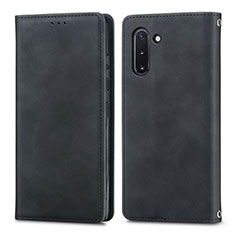 Leather Case Stands Flip Cover Holder S04D for Samsung Galaxy Note 10 5G Black