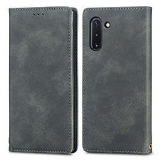 Leather Case Stands Flip Cover Holder S04D for Samsung Galaxy Note 10 5G Gray