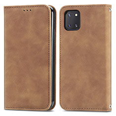 Leather Case Stands Flip Cover Holder S04D for Samsung Galaxy Note 10 Lite Brown