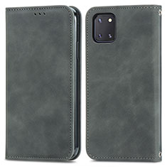 Leather Case Stands Flip Cover Holder S04D for Samsung Galaxy Note 10 Lite Gray
