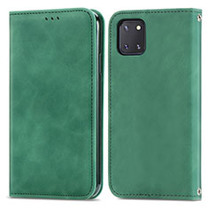 Leather Case Stands Flip Cover Holder S04D for Samsung Galaxy Note 10 Lite Green