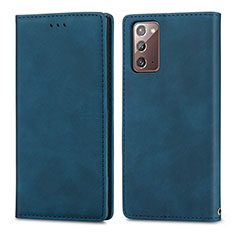 Leather Case Stands Flip Cover Holder S04D for Samsung Galaxy Note 20 5G Blue