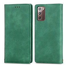 Leather Case Stands Flip Cover Holder S04D for Samsung Galaxy Note 20 5G Green