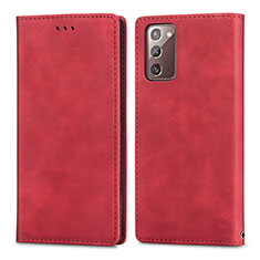 Leather Case Stands Flip Cover Holder S04D for Samsung Galaxy Note 20 5G Red