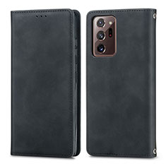 Leather Case Stands Flip Cover Holder S04D for Samsung Galaxy Note 20 Ultra 5G Black