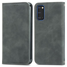 Leather Case Stands Flip Cover Holder S04D for Samsung Galaxy S20 5G Gray