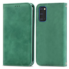 Leather Case Stands Flip Cover Holder S04D for Samsung Galaxy S20 5G Green