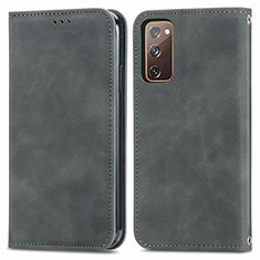Leather Case Stands Flip Cover Holder S04D for Samsung Galaxy S20 FE (2022) 5G Gray