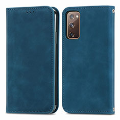 Leather Case Stands Flip Cover Holder S04D for Samsung Galaxy S20 FE 5G Blue
