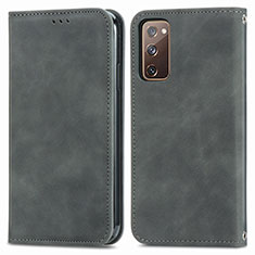 Leather Case Stands Flip Cover Holder S04D for Samsung Galaxy S20 FE 5G Gray