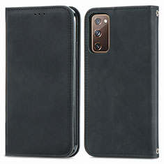 Leather Case Stands Flip Cover Holder S04D for Samsung Galaxy S20 Lite 5G Black