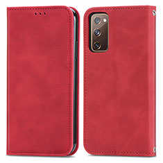 Leather Case Stands Flip Cover Holder S04D for Samsung Galaxy S20 Lite 5G Red