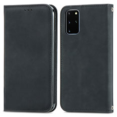 Leather Case Stands Flip Cover Holder S04D for Samsung Galaxy S20 Plus 5G Black
