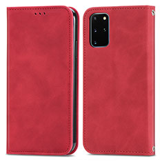 Leather Case Stands Flip Cover Holder S04D for Samsung Galaxy S20 Plus 5G Red