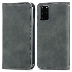 Leather Case Stands Flip Cover Holder S04D for Samsung Galaxy S20 Plus Gray