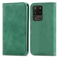 Leather Case Stands Flip Cover Holder S04D for Samsung Galaxy S20 Ultra 5G Green