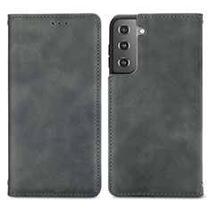 Leather Case Stands Flip Cover Holder S04D for Samsung Galaxy S21 5G Gray