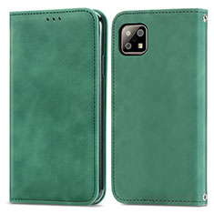 Leather Case Stands Flip Cover Holder S04D for Sharp Aquos Sense6 Green