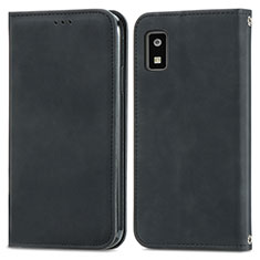 Leather Case Stands Flip Cover Holder S04D for Sharp Aquos wish Black