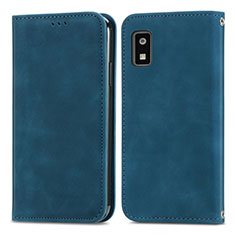 Leather Case Stands Flip Cover Holder S04D for Sharp Aquos wish Blue