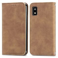 Leather Case Stands Flip Cover Holder S04D for Sharp Aquos wish Brown